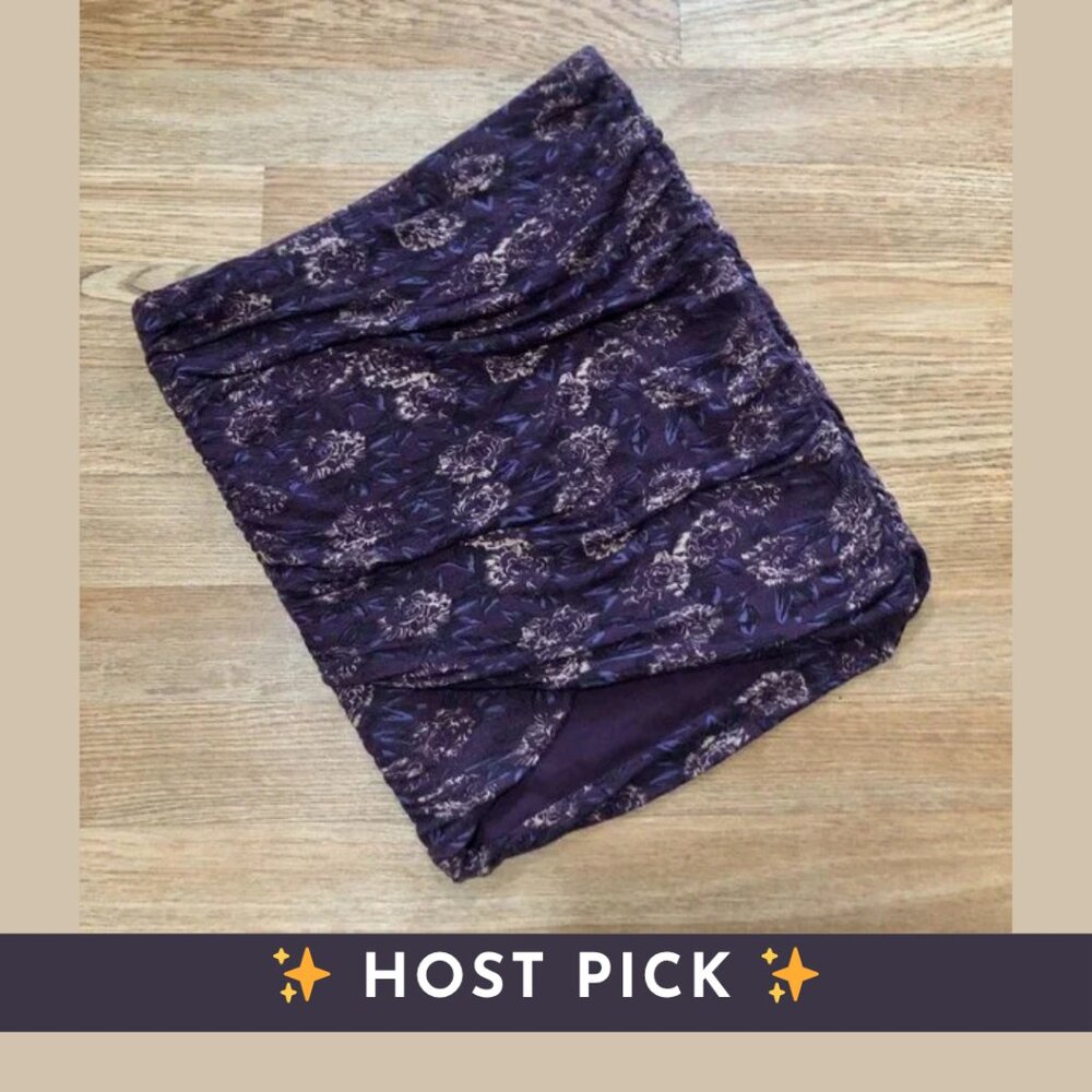 Free People ♡ Essential Scrunch Floral Ruched Mini Skirt